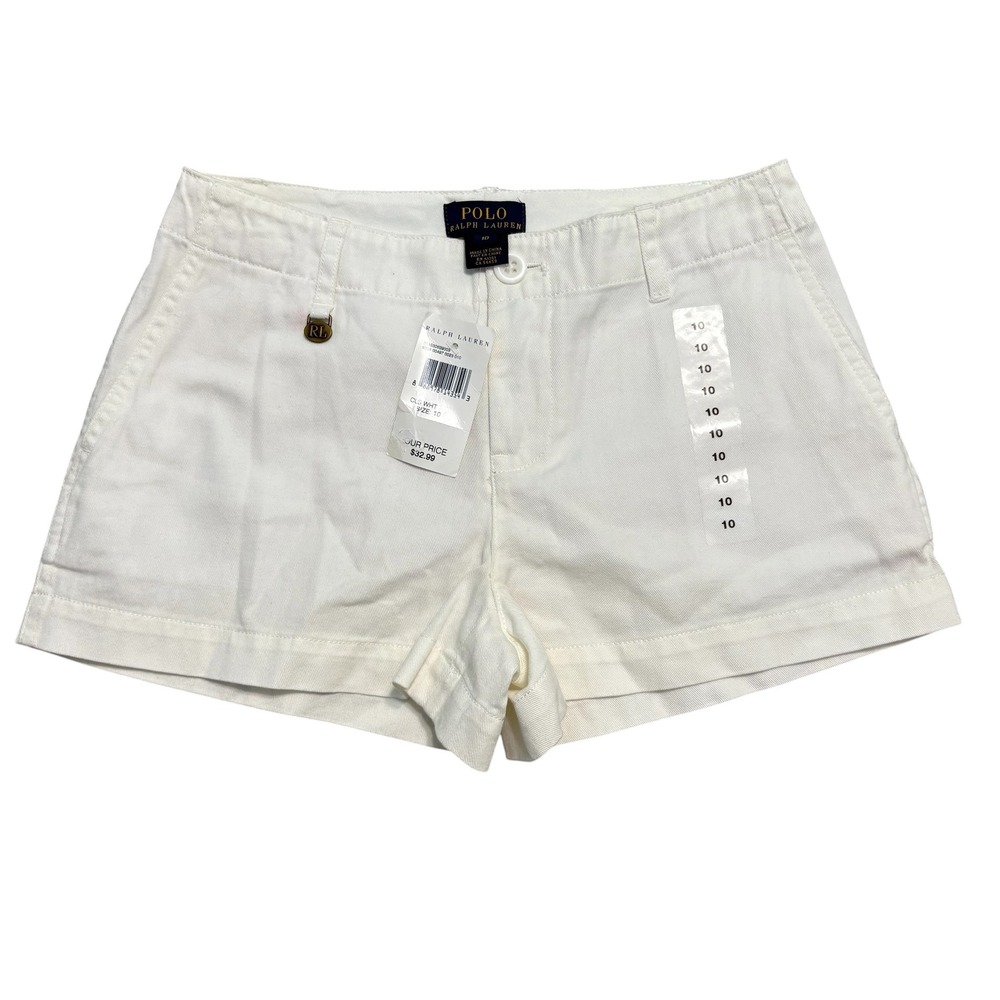 Polo Ralph Lauren Chino Shorts New Womens Size 10 White Classic Cotton Preppy